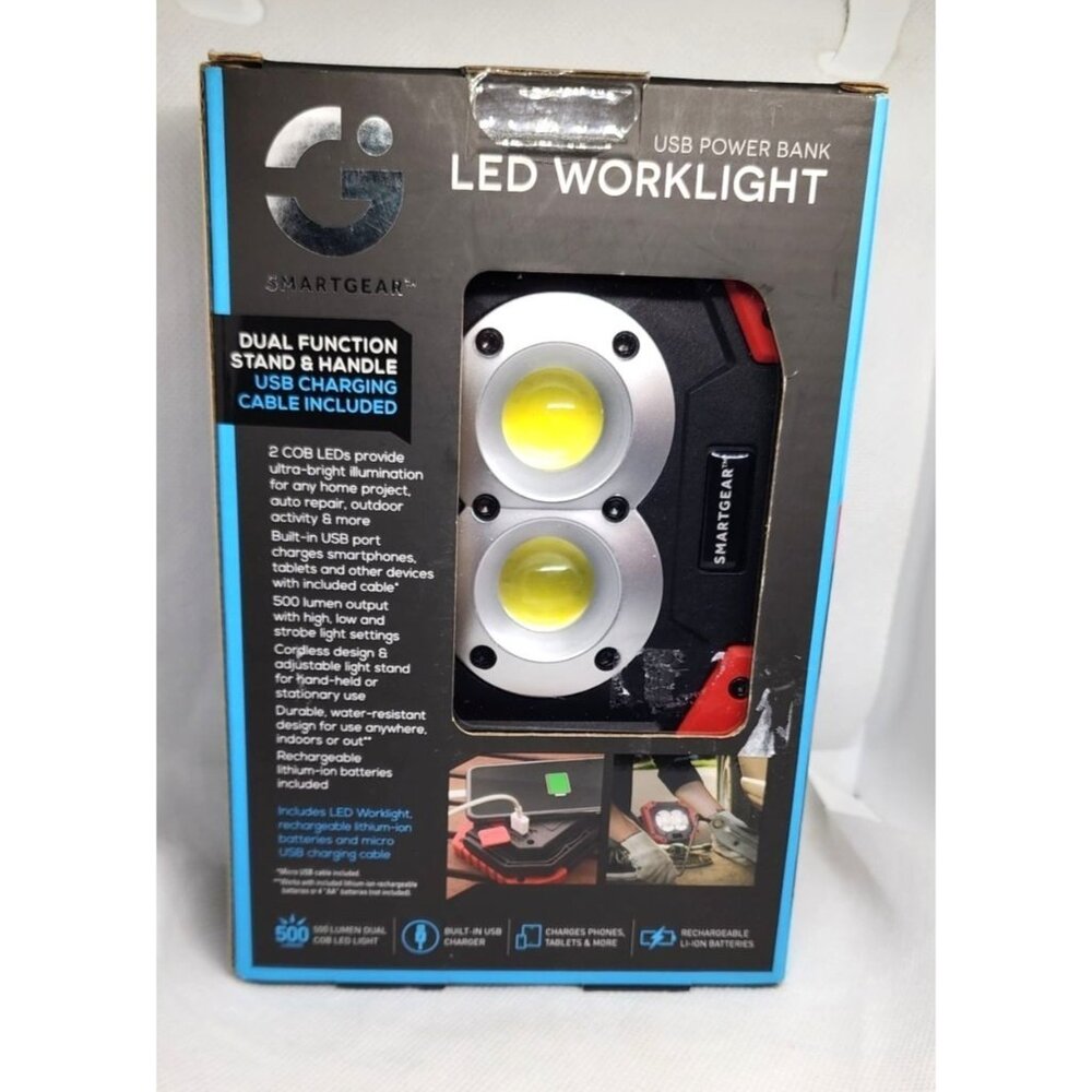 Smart Gear USB Charging Ultra Bright Dual COB LED Worklight with Built-In USB